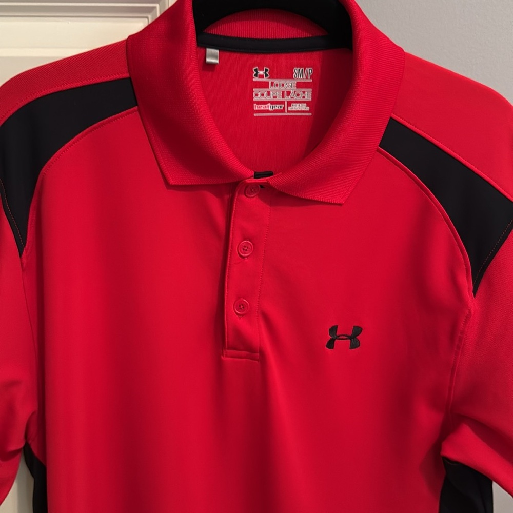 Under Armour Men's Heat Gear Red Polo Golf Shirt - S/S, Small, great condition!!